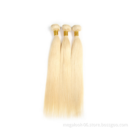 100% 10a 613 Blonde Color Peruvian Straight Remy Unprocessed Weave Human Hair Extensions